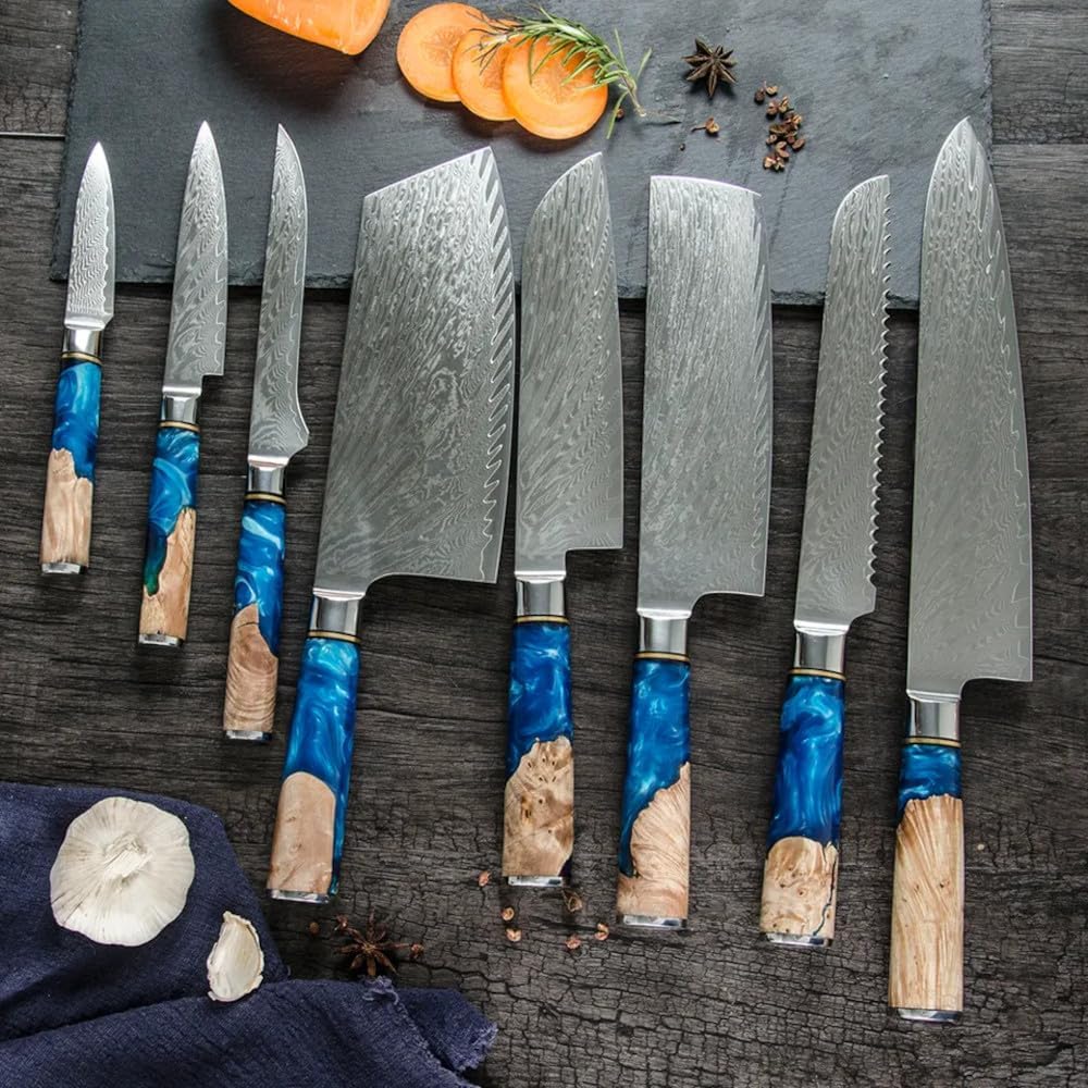 Tidal Blue - 7" Nakiri Knife - Damascus