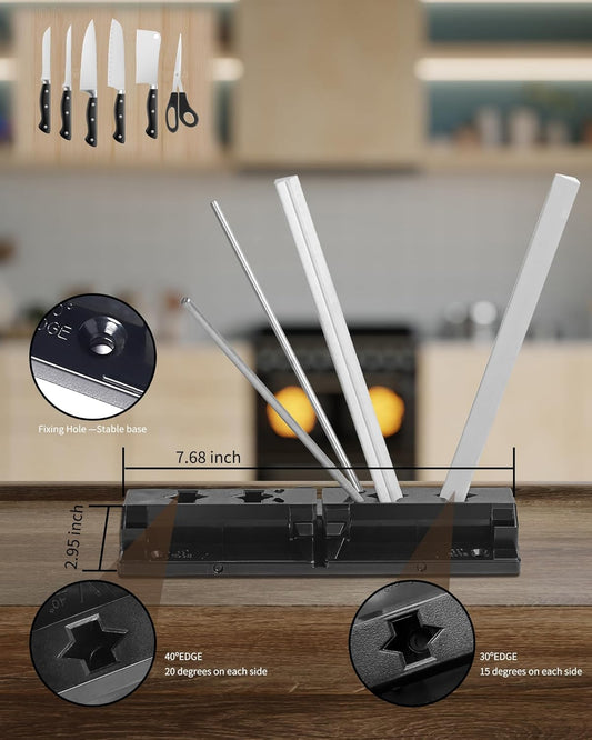Tri-Angle Knife Sharpener, Portable 2-Stage Sharpening System with Premium Alumina Ceramic Stones for Quick Sharpening, Polishing, Honing Pocket, Kitchen & Outdoor Knives, Scissors, Blades