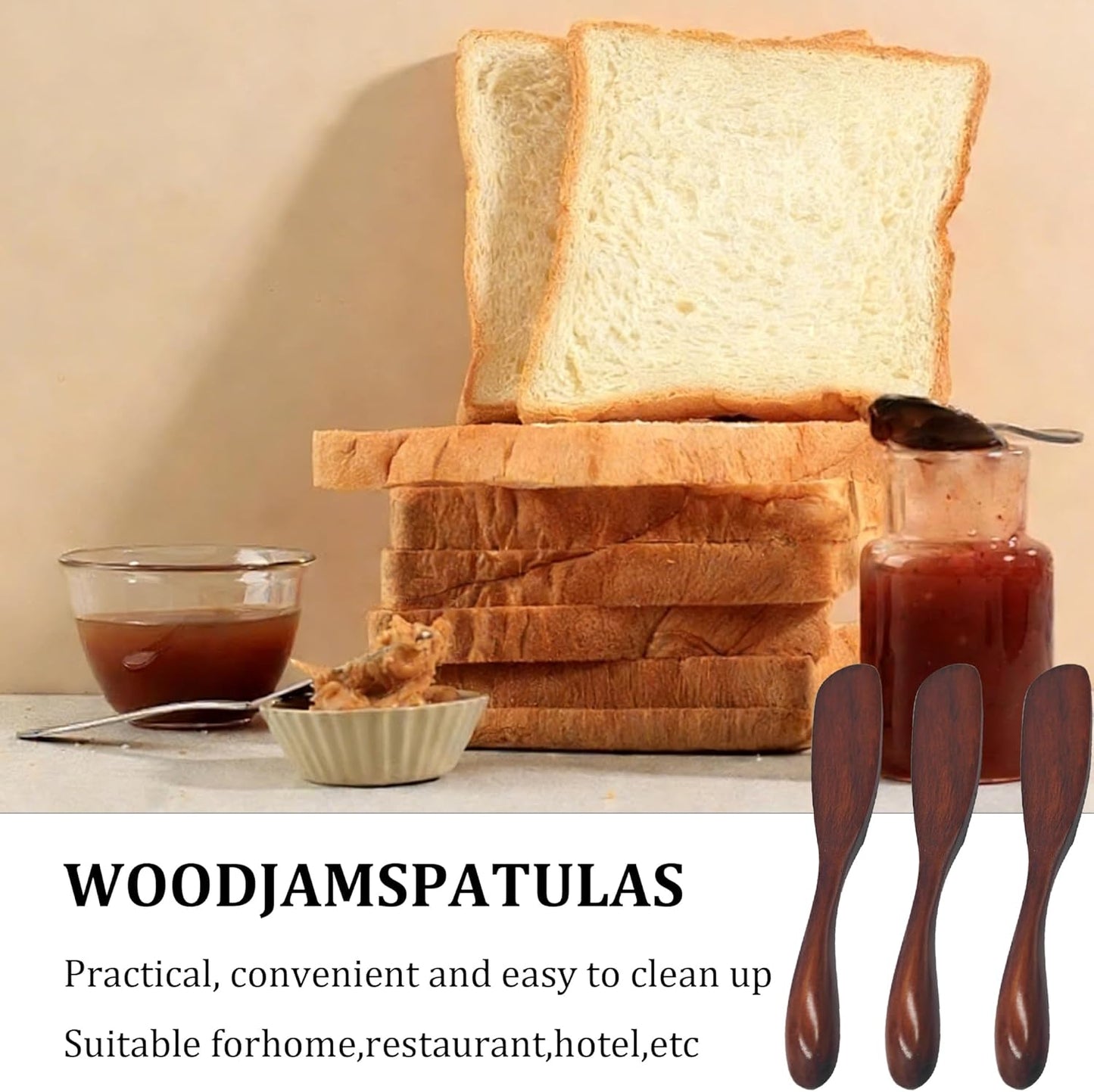 10Pcs 6.5 Inch Wooden Butter Knife Set, Cheese Spreaders, Mini Wooden Spatulas for Jam, Sandwich, Peanut Butter, Condiment, Cream, Kitchen and Restaurant Use Natural Wood Color