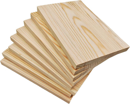 4PCS Rectangle Wood Boards Unfinished Wood Blocks for Crafting, 8x6x1in Blank Whittling Wooden Blocks for Wood Carving,Painting & Burning