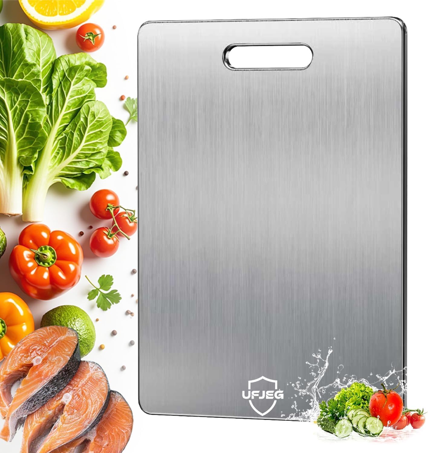 Titanium Cutting Board Set of 3, Titanium Cutting Boards for Kitchen, Non Toxic, Double-Sided Food Grade Chopping Board for Cutting Meat Vegetable Fruit, Outdoor Camping