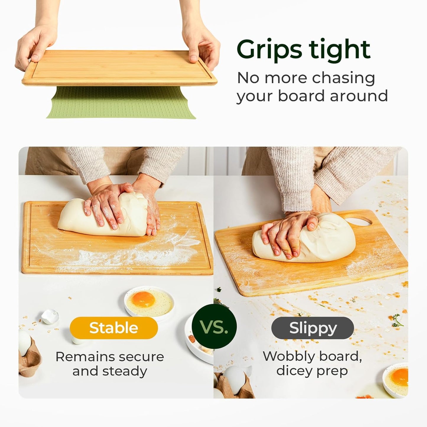 Keechee Silicone Non-Slip Mat for Cutting board, Preventing Cutting Injuries in the Kitchen Chopping Boards Feet for Kitchen Safe, Warm Gifts for Kitchen & Home Protector (Green)