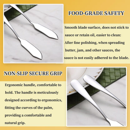 Berglander Stainless Steel Butter Knives Set of 6Pcs, 5.7" Butter Spreader Knife Cheese Knives for Butter, Cheese, Organic Strawberry Fruit/Apple Cinnamon/Blackberry/Raspberry/Peach Jam, Dishwasher Safe