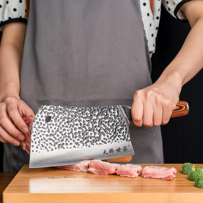 Meat Cleaver Knife 7.4 Inch, Ultra Sharp Chinese Chef's Knives, Full-tang Chopping Knife, 30Cr13 Steel Blade Thickness 2.5 mm, TJ SEGA Series TC1707