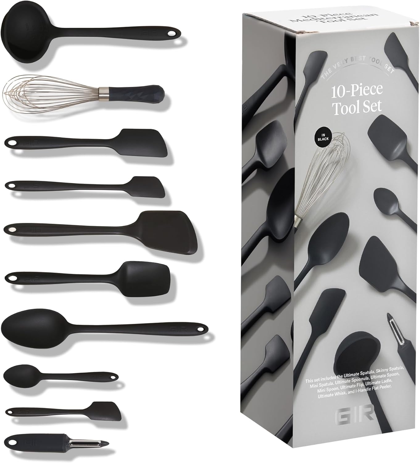 GIR: Get It Right 5 Piece Silicone Ultimate Kitchen Utensils Set - Ladle, Spatula, Flip, Spoon & Spoonula - Non-Toxic Cooking Utensils for Nonstick Cookware, Cooking and Baking - Red