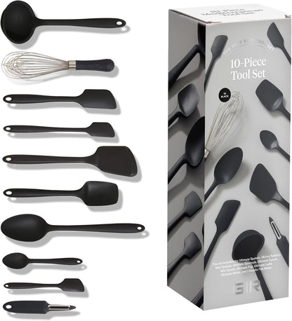 GIR: Get It Right 5 Piece Silicone Ultimate Kitchen Utensils Set - Ladle, Spatula, Flip, Spoon & Spoonula - Non-Toxic Cooking Utensils for Nonstick Cookware, Cooking and Baking - Red