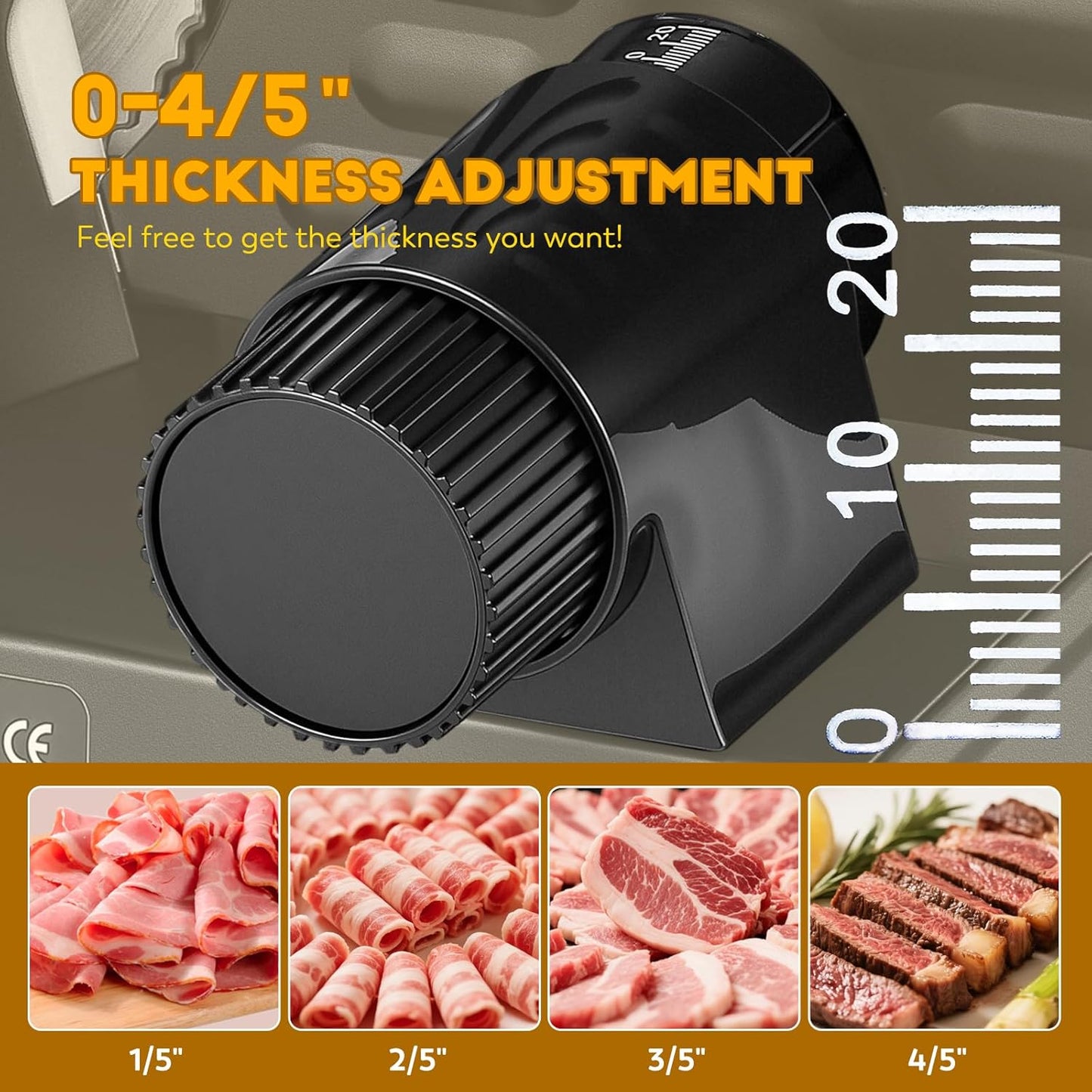 CGOLDENWALL Meat Slicer, 220W Electric Deil Food Slicer with 2 Removable 7.5" Blades, 4/5" Adjustable Thickness, Food Slicer Machine for Home Cutting Meat Cheese Bread Vegetables, 110V CE
