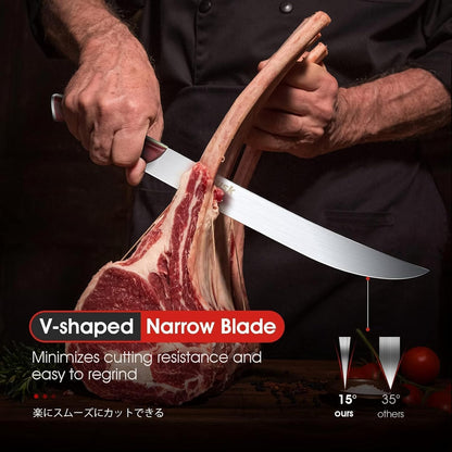 Huusk Cimitar Breaking Knife 12 inch, Curved Butcher Knives for Meat Cutting Sharp Brisket Knives Carving Knives Full Tang Meats Cleaver with Rosewood Handle for Meats Christmas Gift for Men and Women