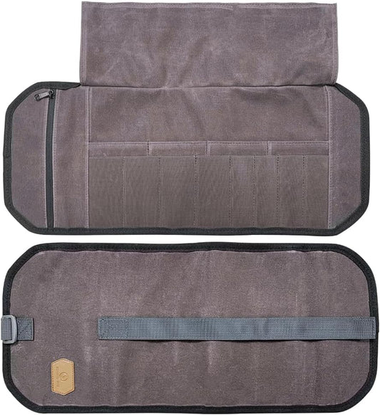 Roaring Fire Pioneer Mini Tool Roll Bag for Men, Multitool Pouch Waxed Canvas Mini Tool Roll Bag for EDC Gear Tools Knives Survival Kits, EDC Organizer Pouch, Tool Organizer