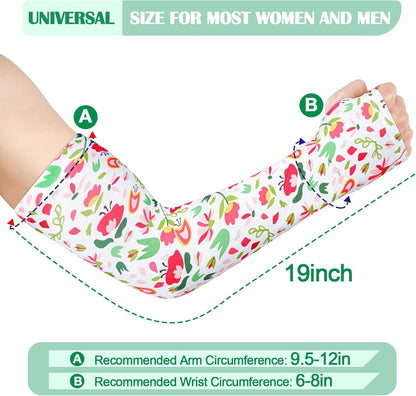 4 Pairs Gardening Sleeves Anti-Slip Arm Protection with Thumb Hole Sun Sleeve Cooling Arm Sleeves for Women Men Outdoor