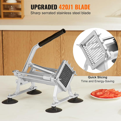 VEVOR Commercial Vegetable Slicer, 1/4 and 1/2 inch Tomato Slicer, Stainless Steel and Aluminum Alloy Vegetable Cutter Slicer, Manual Tomato Slicer with Non-slip Feet, for Tomatoes, Onions, Potatoes