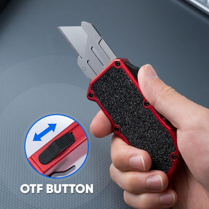 XXV Aluminum Alloy Utility Knife, Box Cutter,Cute Heavy Duty Pocket Knife, Safety Replaceable Blade EDC Razor Knives with 10Pcs Replaced Blades,Black