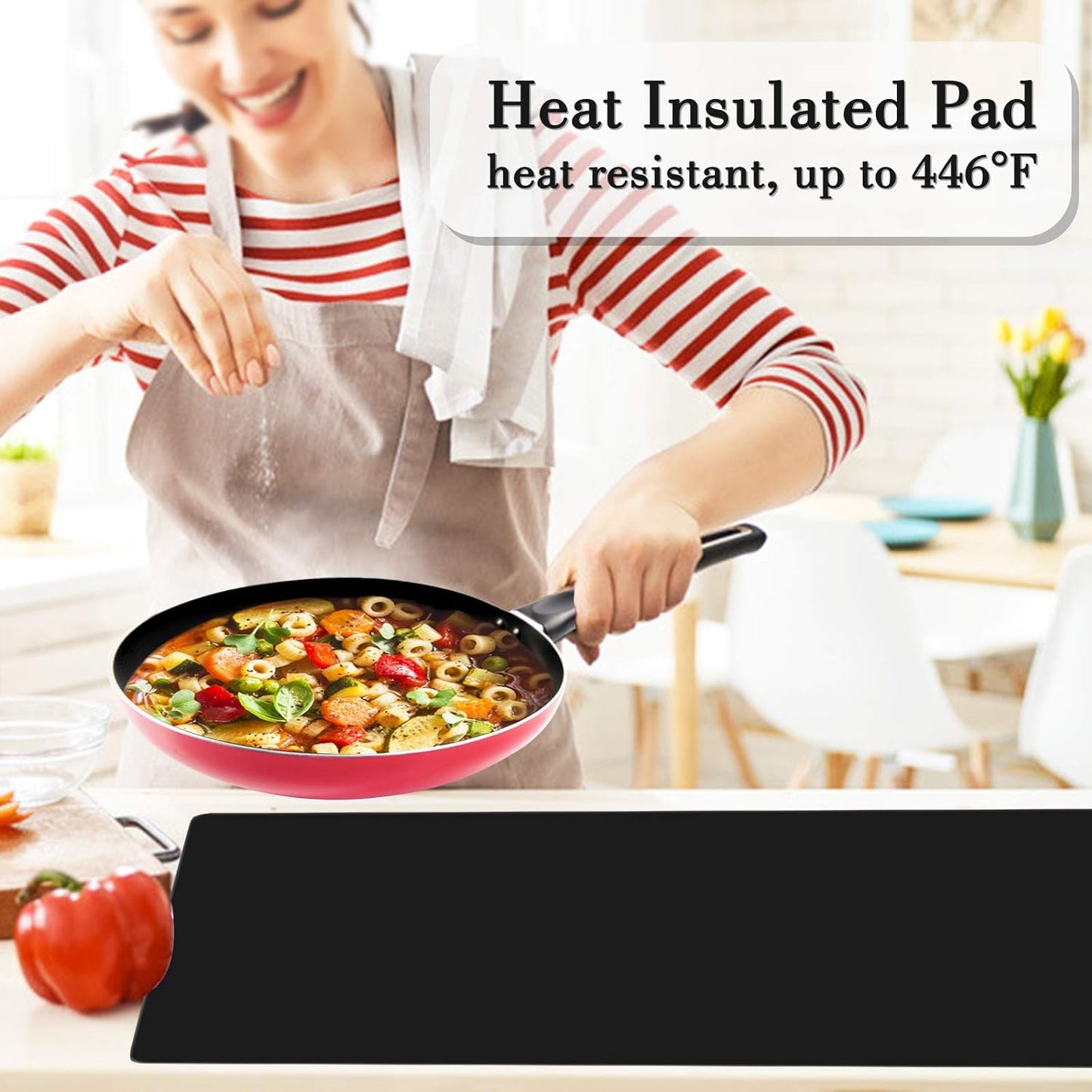 Gartful 25“x17”x0.03“ Silicone Mats for Kitchen Counter, Large Silicone Countertop Protector, Nonskid Heat Resistant Desk Saver Pad, Multipurpose Mat, Placemat, Dark Gray
