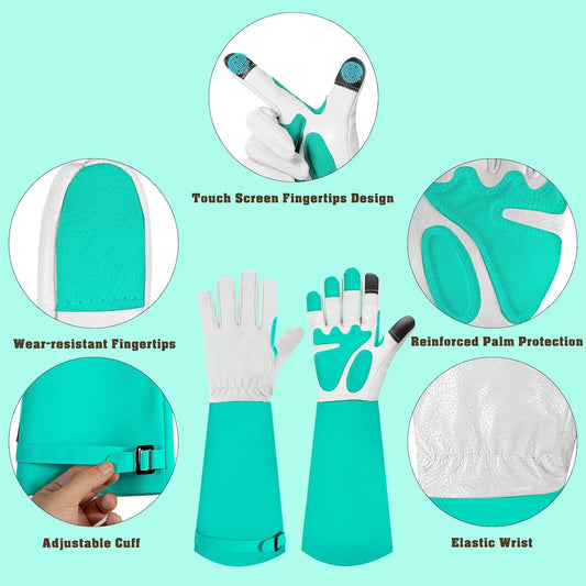 Long Gardening-Gloves Women/Men-Thorn proof Rose Pruning Heavy Duty Gauntlet, Best Garden Gifts for Gardener-L