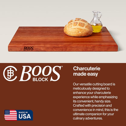 John Boos R-Board Series Rectangular Wooden Maple Cutting Board 20”x15” – 1.5” Thick, 12-lb Reversible Butcher Block with Edge-Grain & Finger Grips – Made in the USA