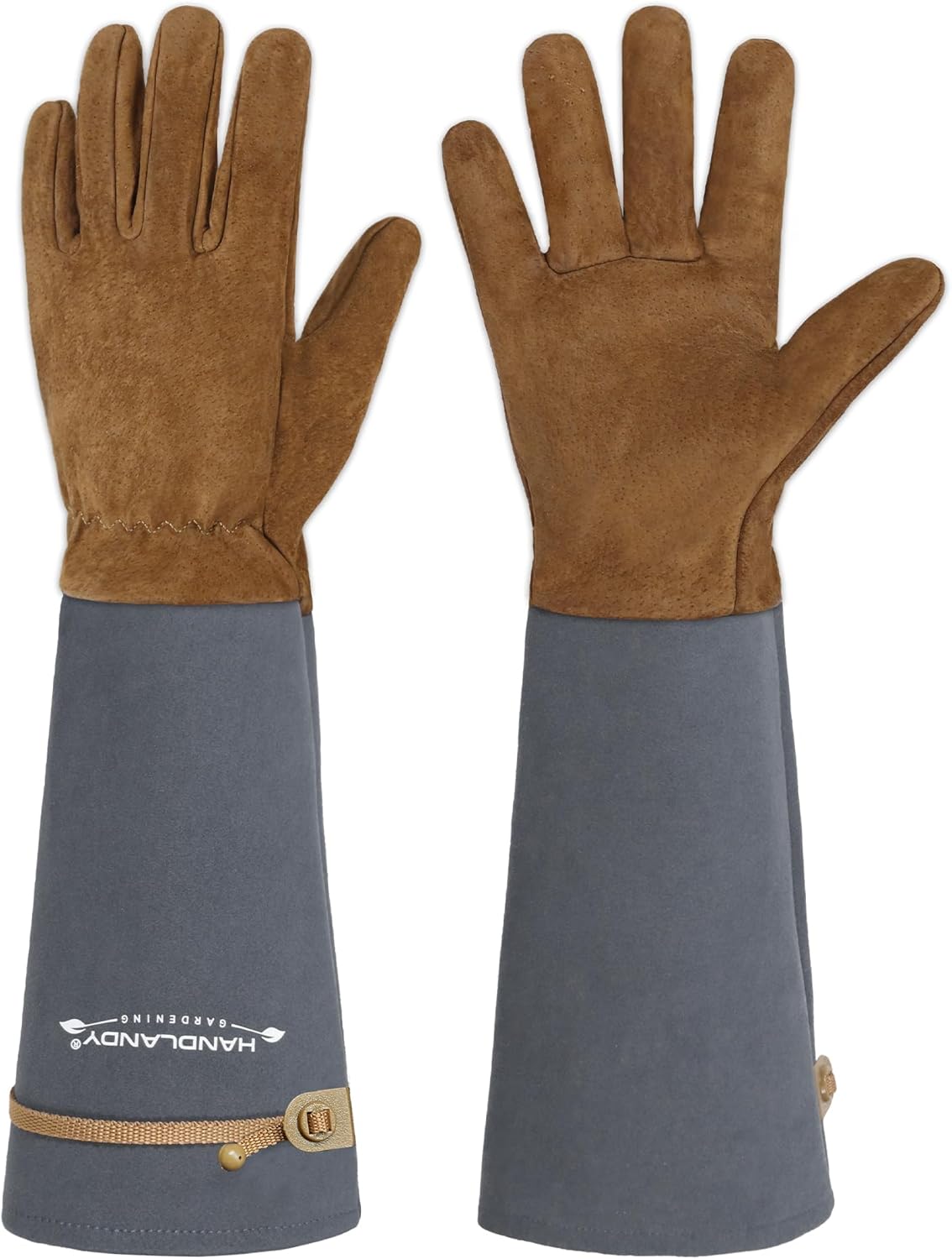 HANDLANDY Rose Pruning Gloves for Men & Women, Long Thorn Proof Gardening Gloves, Breathable Pigskin Leather Gauntlet, Best Garden Gifts & Tools for Gardener