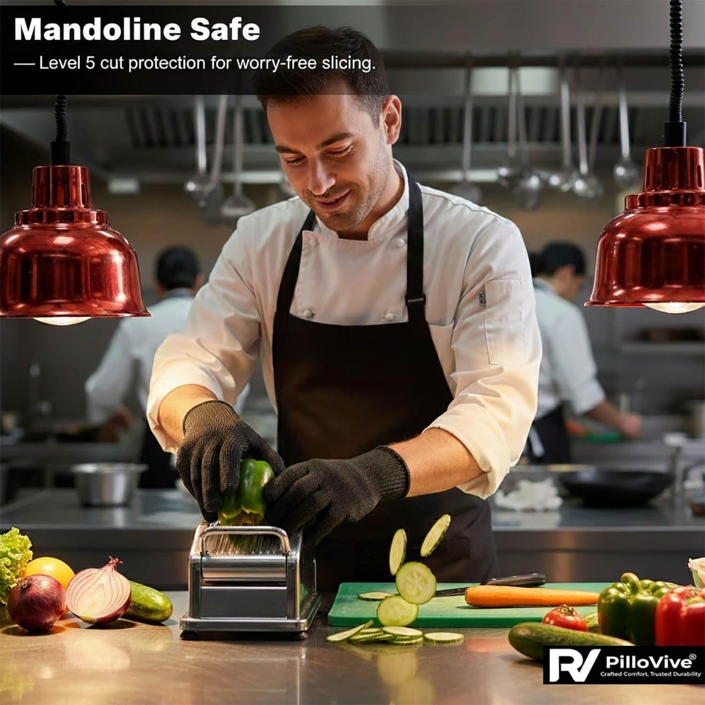 Cut Resistant Gloves Food Grade, Level 5 Protection,Safety Dexterity Cutting Gloves with Stainless Steel Wire for Kitchen Chefs Butchers Meat Cutting Mandoline Oyster Shucking Garden Wood Carving, L