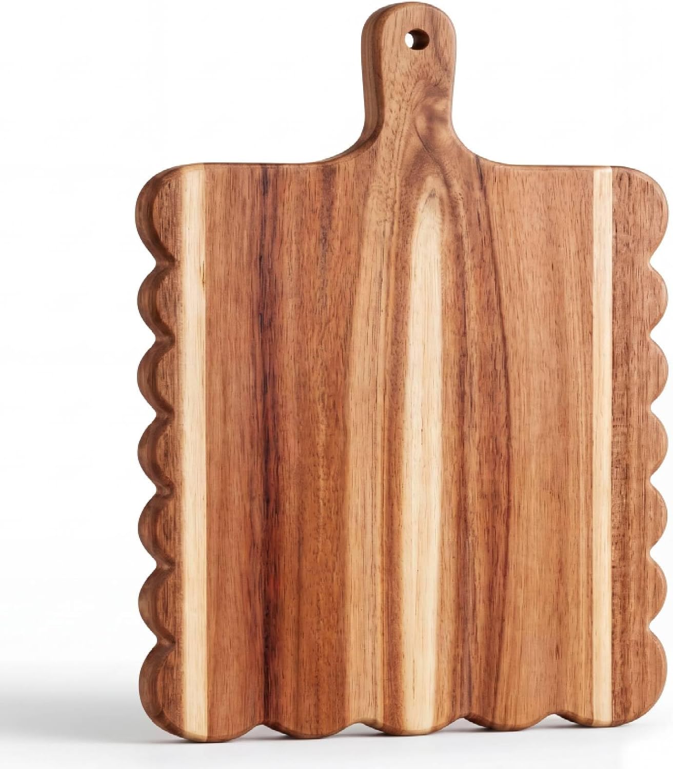 Patelai Wood Scalloped Cutting Board 18.5 Inch Decorative Wooden Charcuterie Board with Handle Engraving Christmas Wedding Engagement Housewarming Gift for Kitchen Display Snacks Cheese Appetizers