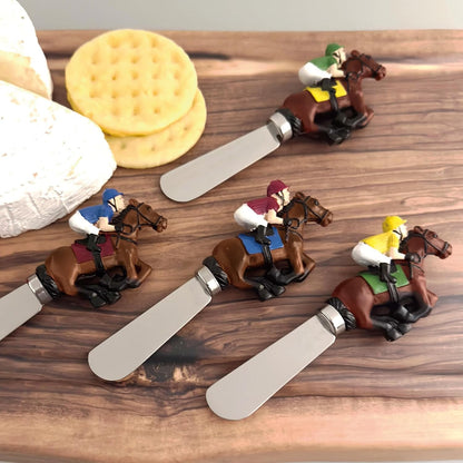 Supreme Housewares Western Cowboy Boot Cheese Spreaders, Hand-Painted Resin Handles with Stainless Steel Blades for Spreading Cream Cheese, Butter, and Jam, Assorted Designs, Set of 4