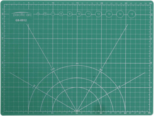 Pacific Arc Double Sided Self Healing Cutting Mat - Thick and Durable Vinyl Rotary Cutting Mat for Sewing & Scrapbook Paper Cutting Mat (09"x 12")