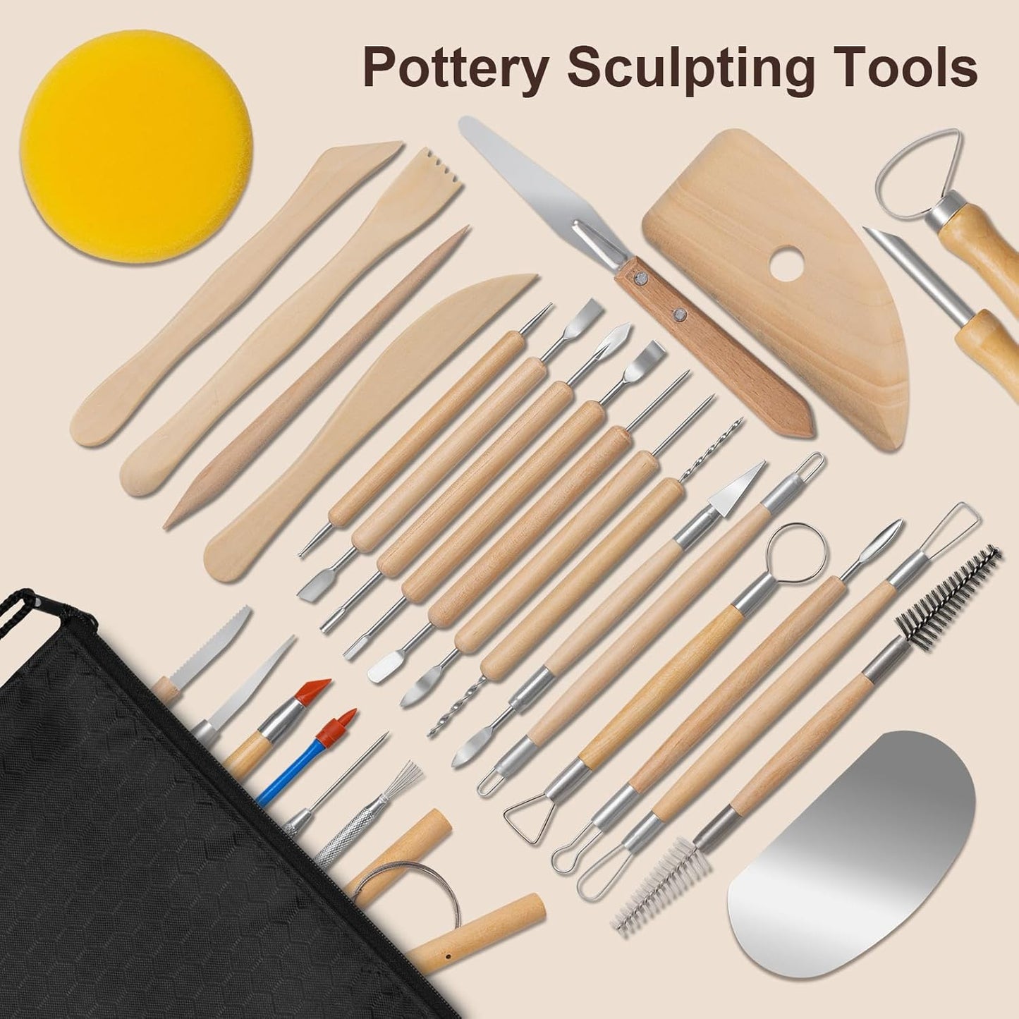 Amrules Clay Tools Kit, 12 PCS Polymer Clay Cutter Tools, Rectangle Shape Acrylic Press Board and Roller Pin Supplies Suitable for Shaping, Carving, Pottery Craft and DIY Projects