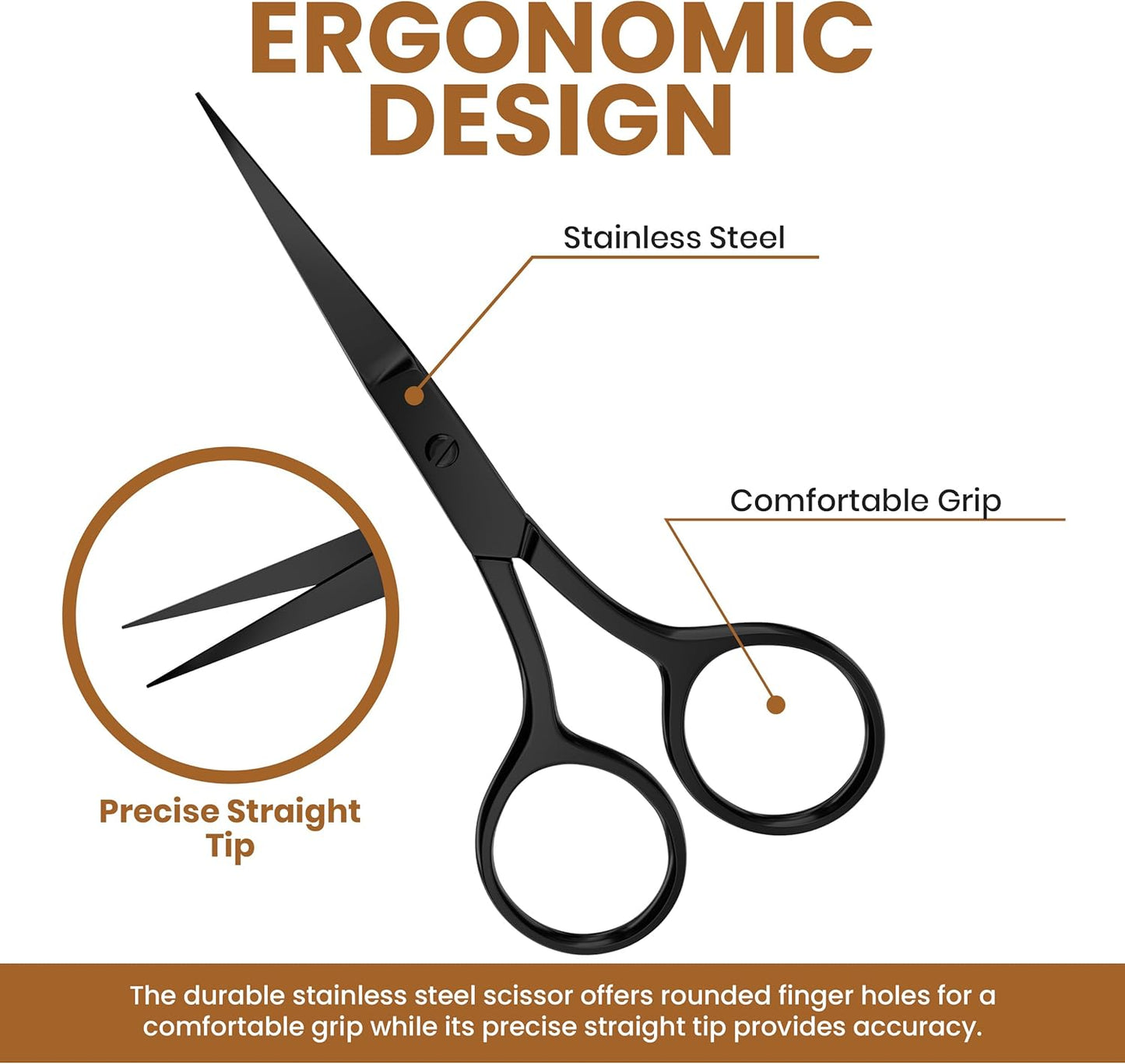 Utopia Care Eyebrow Scissors, Professional Stainless Steel Small Shears for Men and Women Cuticle Nail Scissors, Nose Hair Scissors for Grooming Mustache, Beard, Eyelashes, Ear Hair Trimming, Silver