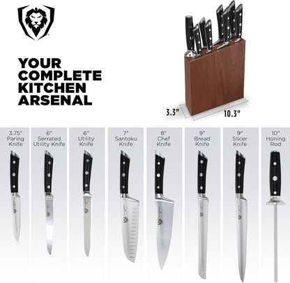 Dalstrong 18-Piece Gladiator Colossal Knife Block Set — German High-Carbon Steel, Full-Tang, Hand-Sharpened — For Home Chefs, Wedding Registries & Serious Kitchens — Acacia Wood Block, NSF Certified