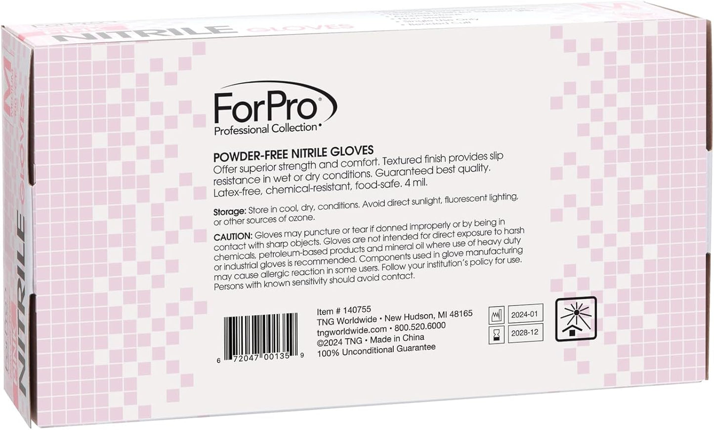 ForPro Disposable Nitrile Gloves, Chemical Resistant, Powder-Free, Latex-Free, Non-Sterile, Food Safe, 4 Mil