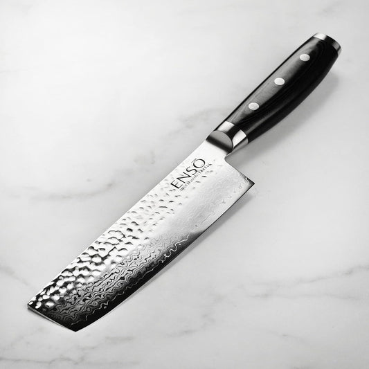 Enso Nakiri Knife - Made in Japan - HD Series - VG10 Hammered Damascus Japanese Stainless Steel - 6.5"