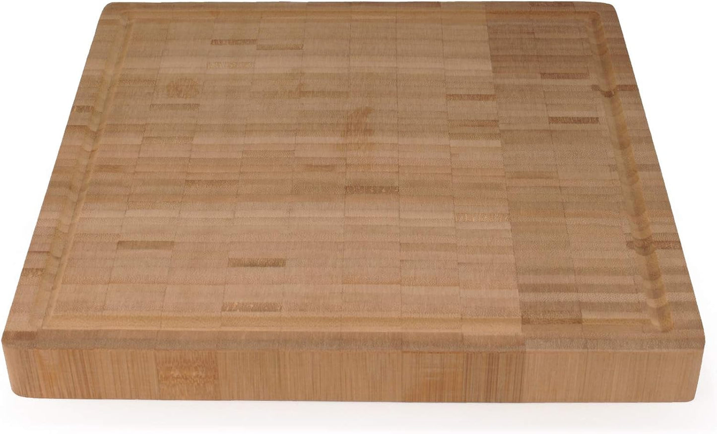 BambooMN Premium Bamboo End Grain Kitchen Cutting Board Flat - 7" x 7" x 1" - 1 Piece
