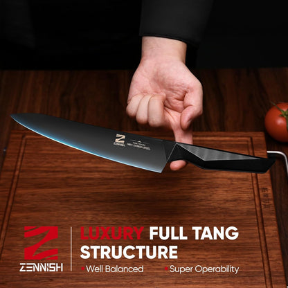 【Exclusive】 Gyuto Knife, 8 Inch Japanese Chef Knife, Handmade Forged 5-Layer VG10 High Carbon Steel, Hammered Finish Rust-Resistant Blade, Ergonomic Sandalwood G10 Handle Kitchen Knife with Gift Box