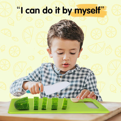 Suhctuptx Toddler Knife Set, Kids Knife Set for Real Cooking, Kid Safe Knives with Cutting Board Crinkle Cutters Montessori Kitchen Toys, Toddler Girl Gifts Age 3 4 5 6 7 8 Year Old