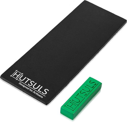 Hutsuls Brown Leather Strop with Compound - Get Razor-Sharp Edges with Stropping Kit, Green Honing Compound & Vegetable Tanned Two Sided Knife Sharpener Step-by-Step Guide Included