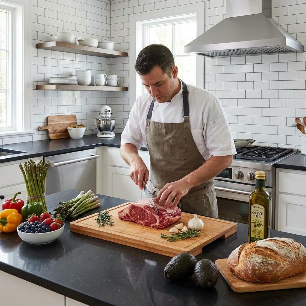 Bamboo Cutting Board 16x10x1 inch with Juice Groove - Bamboo Cutting Board, Charcuterie Board, Butcher Block, Non Plastic Wooden Chopping Board