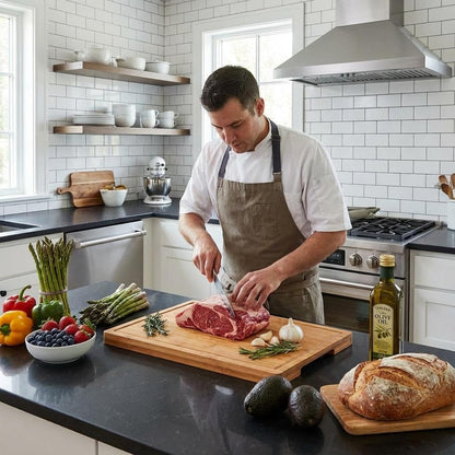 Bamboo Cutting Board 16x10x1 inch with Juice Groove - Bamboo Cutting Board, Charcuterie Board, Butcher Block, Non Plastic Wooden Chopping Board