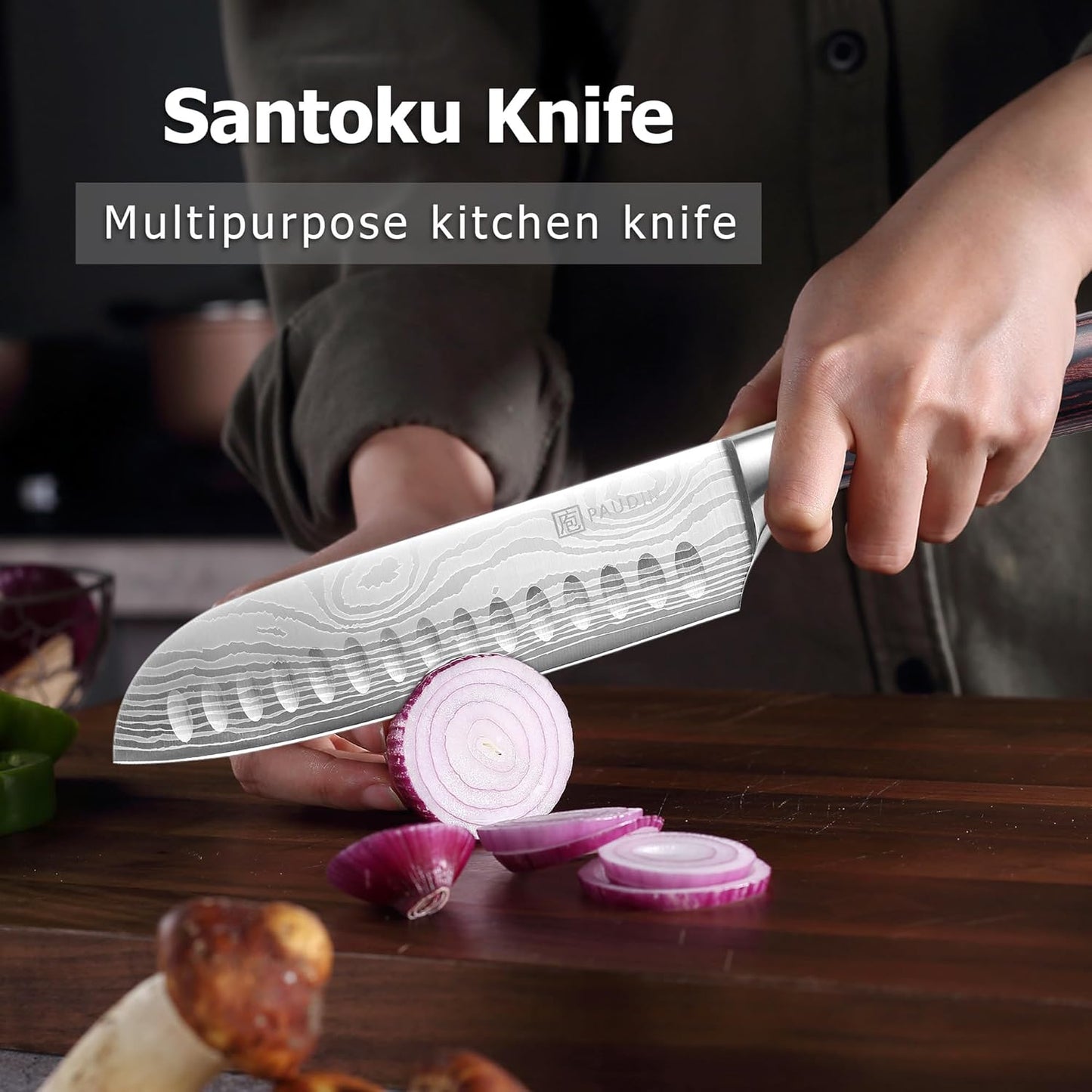 PAUDIN Utility Knife, 5 Inch Chef Knife, Ultra Sharp High Carbon Stainless Steel, Multipurpose Paring Knife for Fruit and Vegetable Cutting with Wooden Handle, Premium Gift Box