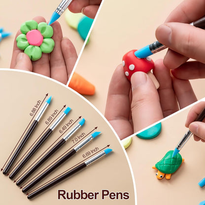 Amrules Clay Tools Kit, 12 PCS Polymer Clay Cutter Tools, Rectangle Shape Acrylic Press Board and Roller Pin Supplies Suitable for Shaping, Carving, Pottery Craft and DIY Projects