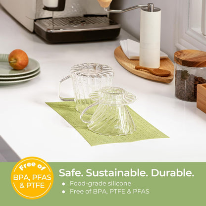 Keechee Silicone Non-Slip Mat for Cutting board, Preventing Cutting Injuries in the Kitchen Chopping Boards Feet for Kitchen Safe, Warm Gifts for Kitchen & Home Protector (Green)