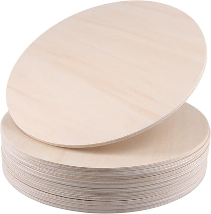 SHEUTSAN 12 PCS 11.8 Inch Wood Circles, 1/4 Inch Round Wood Sheets, Unfinished Wood Rounds Cutout for Handicrafts, Model Making, Painting, Decorating