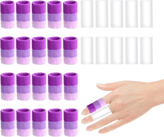 20 PCS Crochet Finger Guard and 10 PCS Gel Finger Sleeve Protectors, Elastic Finger Covers Compression for Knitting Writing