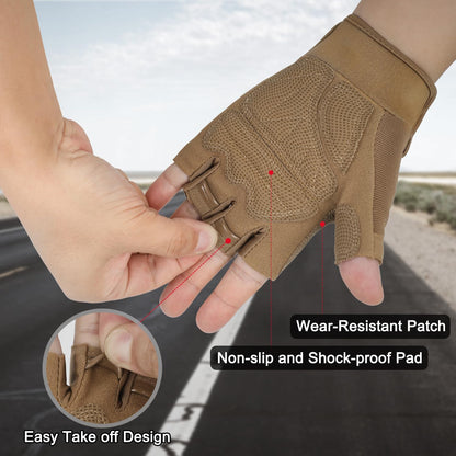 FIORETTO Fingerless Workout & Exercise Gloves for Gym, Weight Lifting, Airsoft, Shooting, Hunting, Hiking, Cycling, Driving, Motorcycle, Climbing M210603