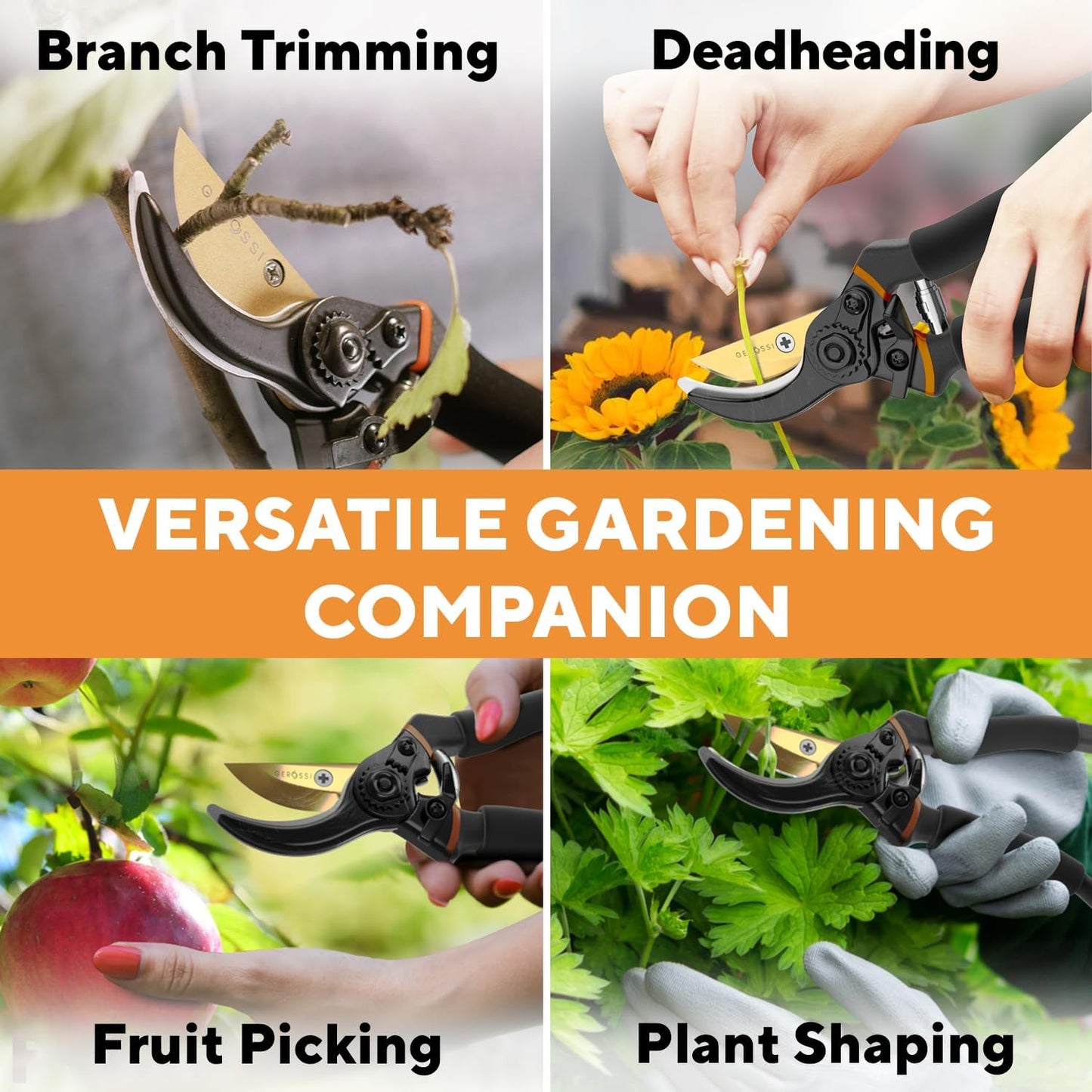 Premium Bypass Pruning Shears for your Garden - Heavy-Duty, Ultra Sharp Pruners w/Soft Cushion Grip Handle Made with Japanese Grade High Carbon Steel - Perfectly Cutting Through Anything in Your Yard