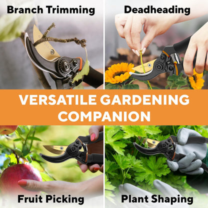Premium Bypass Pruning Shears for your Garden - Heavy-Duty, Ultra Sharp Pruners w/Soft Cushion Grip Handle Made with Japanese Grade High Carbon Steel - Perfectly Cutting Through Anything in Your Yard