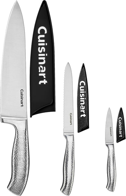 Cuisinart Classic Forged Knife Set – High-Carbon Hammered Stainless Steel Blades, Sheath Guards, Ultra Sharp Edge, Extra-Wide Bolster for Stability (4-Piece Set: 7" Santoku, 5" Santoku)