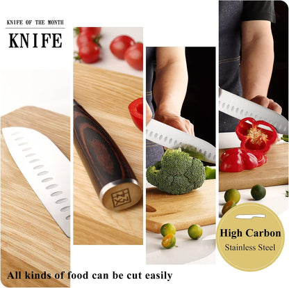 KEEMAKE Kitchen Knife Set of 5 - Kitchen Knives 1.4116 High Carbon Stainless Steel Blade, Professional Chef Knife Set, Razor Sharp Knives with Ergonomic Pakkawood Handle for Home Cooking