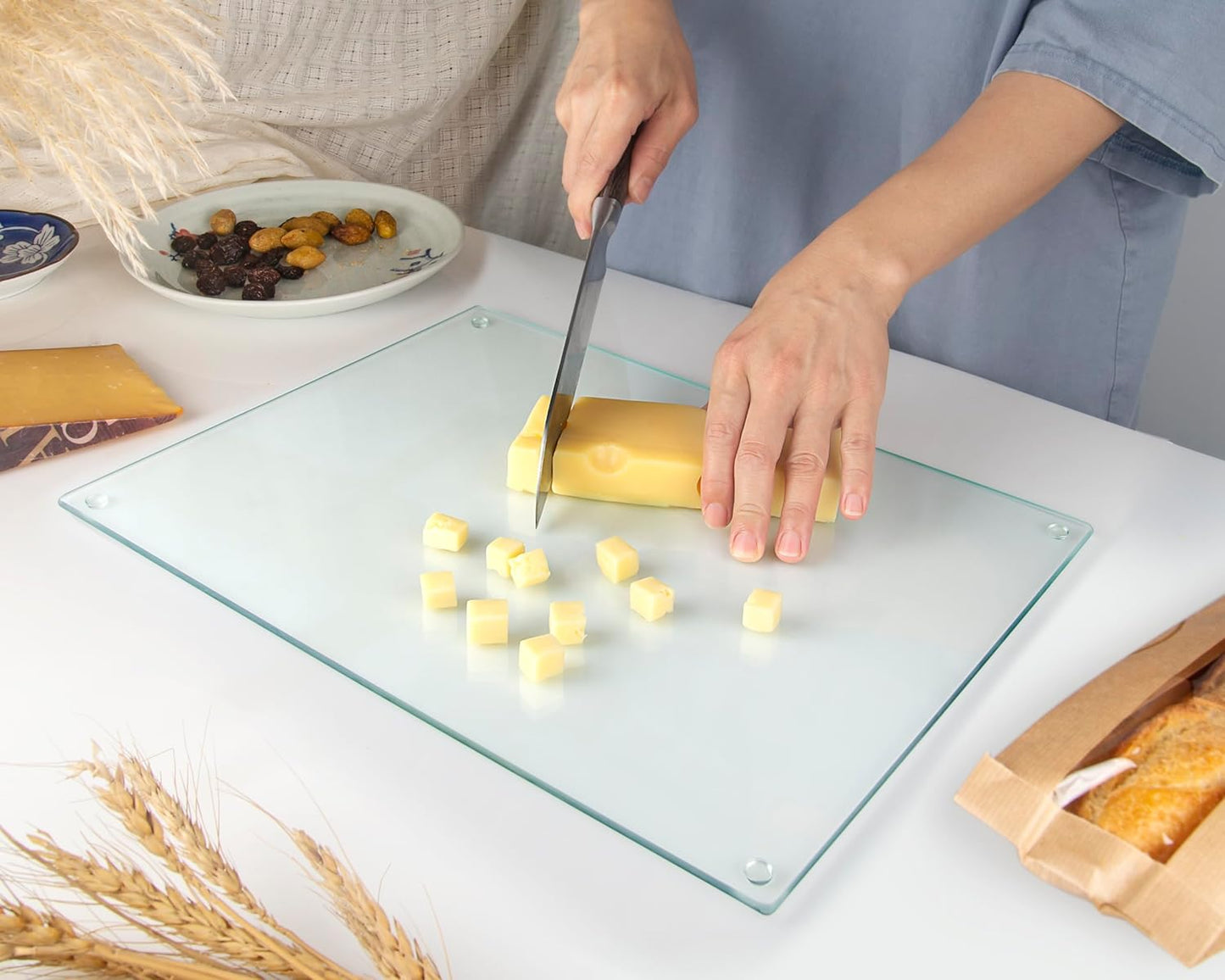Kitchenville Glass Cutting Board 20”x16”: Tempered Glass Kitchen Counter Protector - Durable- Scratch-Resistant, Heat-Proof - Clear Design