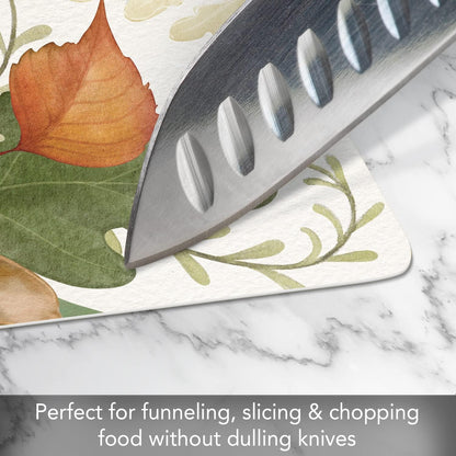 Cut N' Funnel Farmhouse Fall Designer Flexible Cutting Board Mat 15" x 11.5" Made in the USA Decorative Flexible Easy to Clean