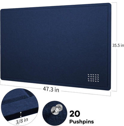 Lightomorrow Bulletin Board, 36 x 24 inches Felt Board - Decorative Pin Board, Cork Board Alternative for Wall, 3' x 2' Foldable Self-Adhesive Vision Board Prayer Board with 20 Pushpins - Black