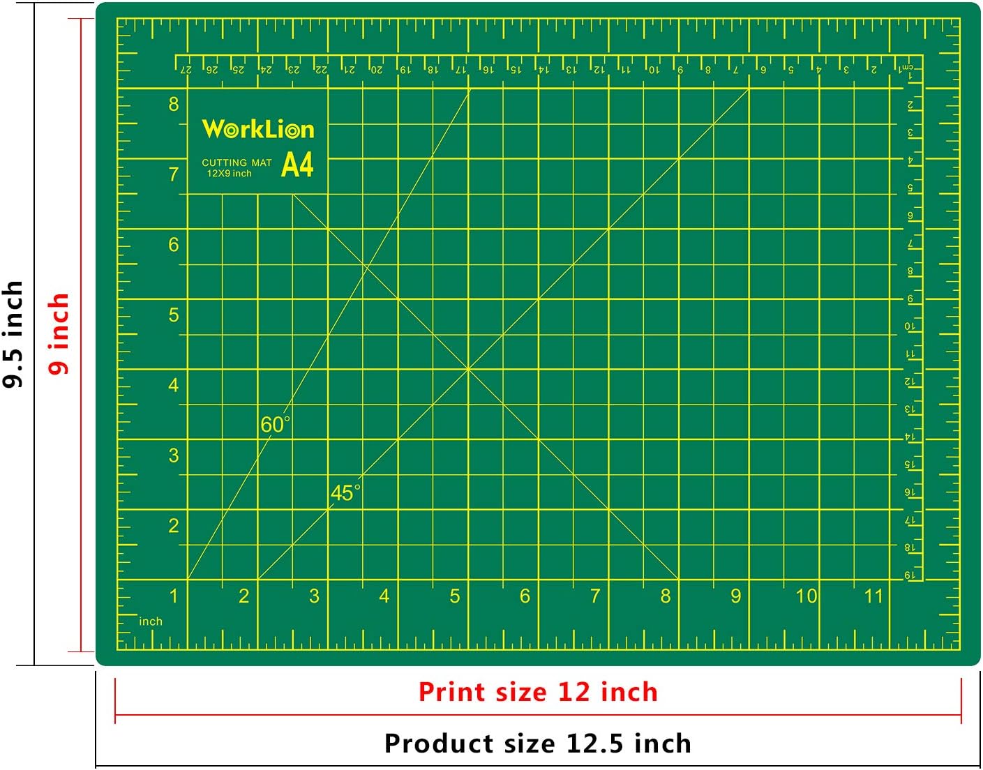 Worklion Self Healing Cutting Mat for Craft-Thickened 18inch x 12inch fabric sewing mat for quilting,rotary cutting, nonslip