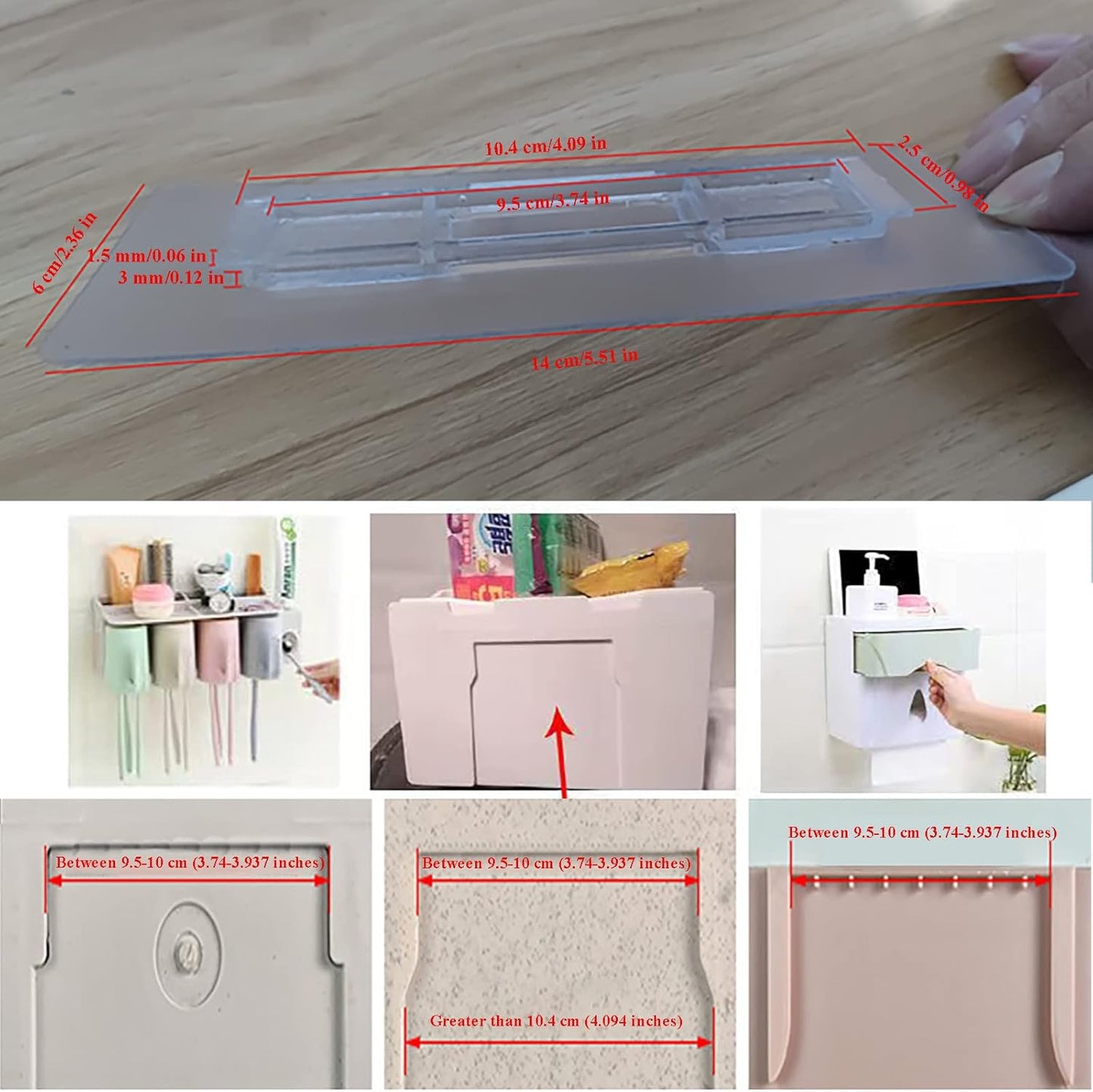 12 PCS Wall Mounted Replacement Sticky pads for Kitchen Bathroom Shower Caddy Organizer Rack Holder Nail Free Adhesive Hooks (Square)